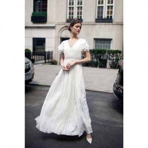 Eugenie - Ruched 100% Silk Chiffon Bridal Gown