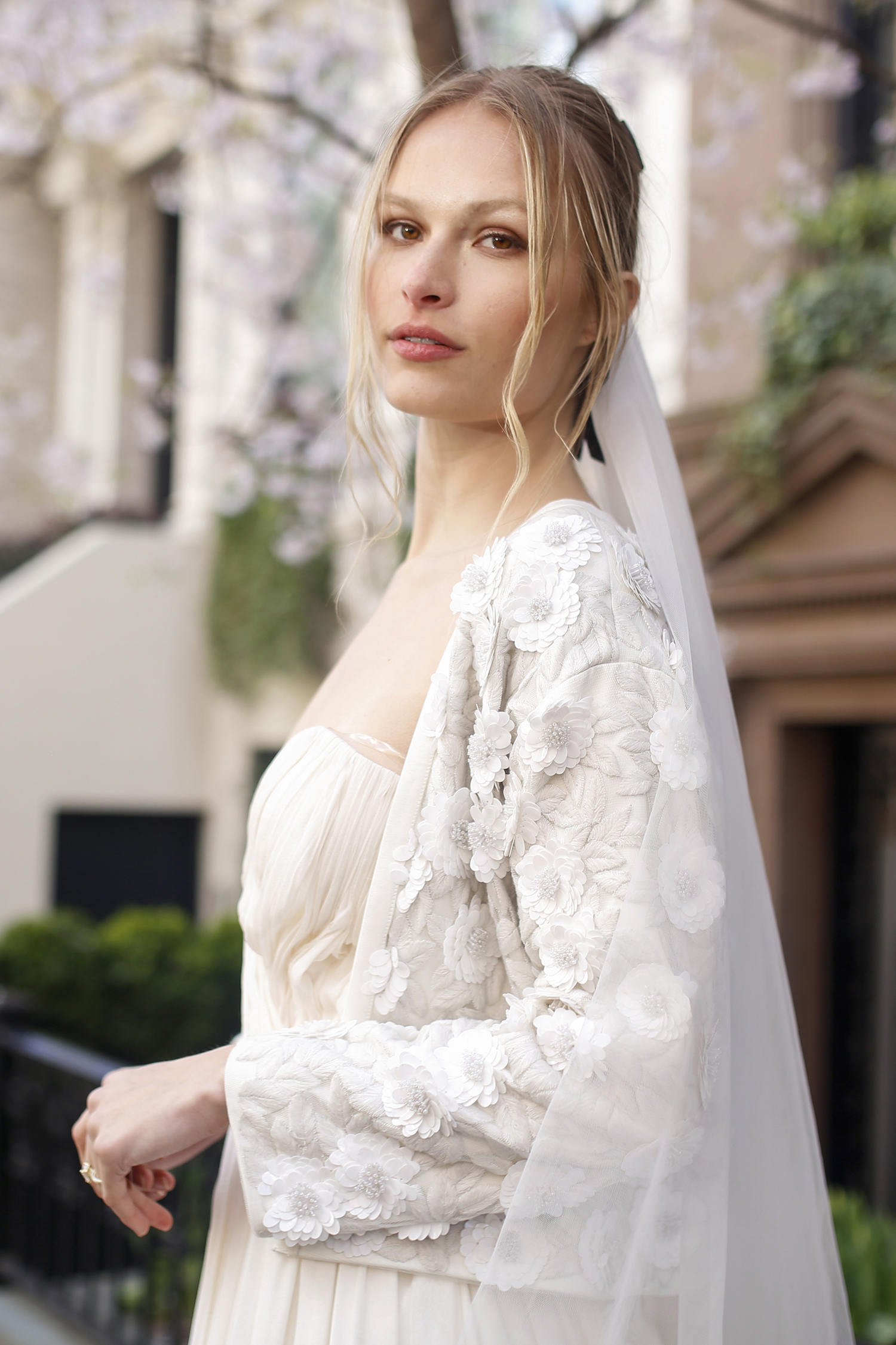 Hlene  Floral Embroidered Satin Lined Bridal Jacket - LavanyaCoodly.com