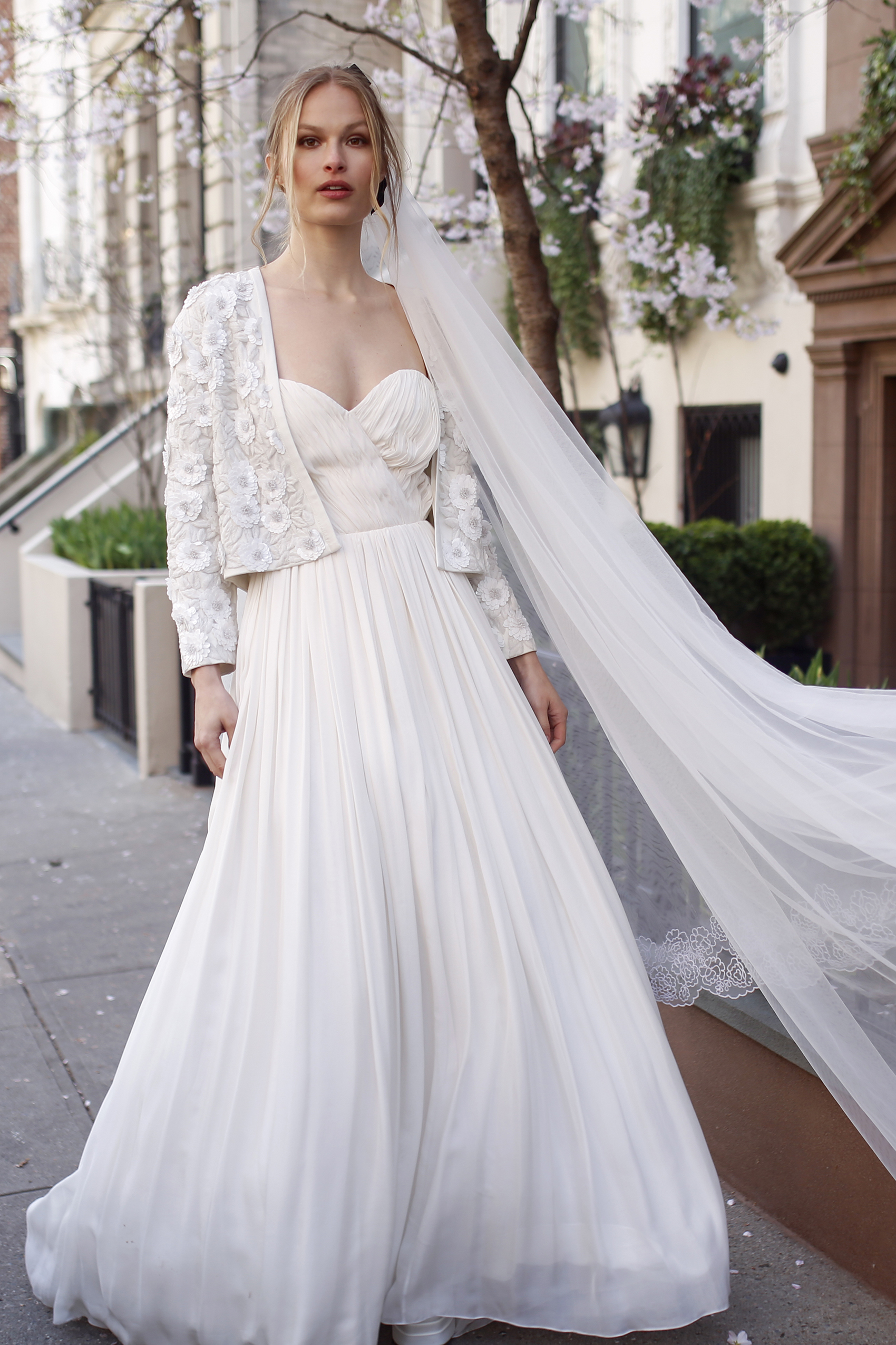 Margaux  Elegantly Pleated Silk Chiffon Bridal Gown - LavanyaCoodly.com